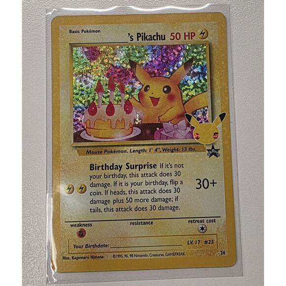 Pickachu 25th Anniversary Holo Promo Pokemon Card